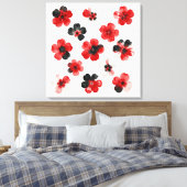 Watercolour Red Black White Floral  キャンバスプリント (インサイチュ (寝室))