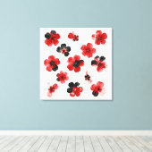 Watercolour Red Black White Floral  キャンバスプリント (インサイチュ (ウッドフロア))