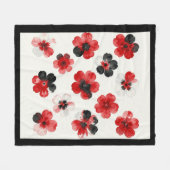 Watercolour Red Black White Floral  フリースブランケット (正面(横))