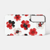 Watercolour Red Black White Floral Samsung Galaxyケース (裏面横)