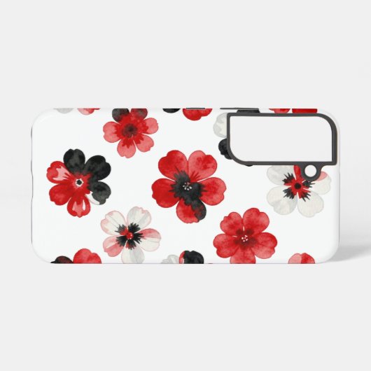 Watercolour Red Black White Floral  Samsung Galaxyケース (裏面横)