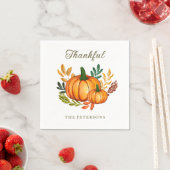 Watercolour Rustic Pumpkin Thanksgiving Dinner スタンダードカクテルナプキン (インサイチュ)