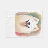 Watercolour Samoyed Dog Sticker1  フリースブランケット (正面(横))
