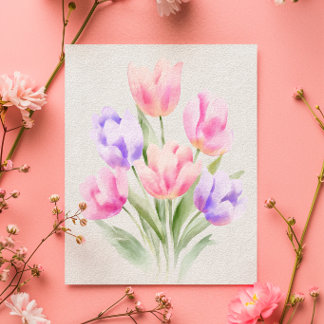 Watercolour Tulips Mother’s Day Card カード