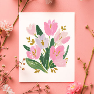 Watercolour Tulips Mother’s Day Card minimal ポストカード