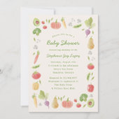 Watercolour Veggies Farmer's Market Baby Shower 招待状 (正面)