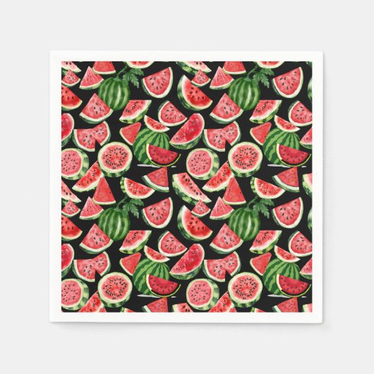 Watercolour Watermelon Napkins – Summer Party スタンダードカクテルナプキン (正面)