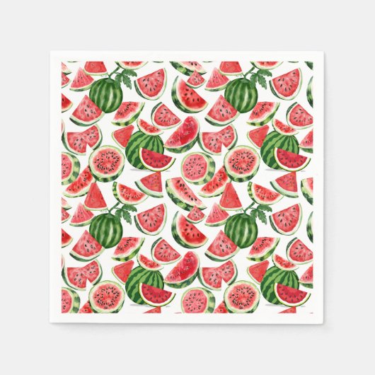 Watercolour Watermelon Napkins – Summer Party スタンダードカクテルナプキン (正面)