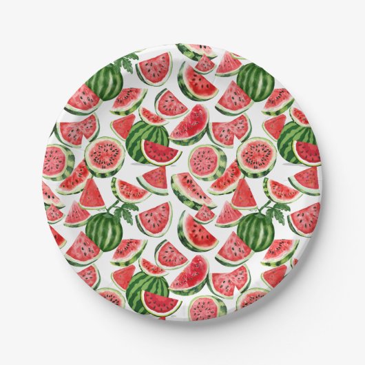 Watercolour Watermelon Paper Plates – Summer Party ペーパープレート (正面)