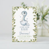 watercolour wildflower Dinosaur Baby Shower 招待状 (スタンド正面)