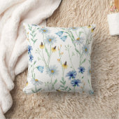 Watercolour Wildflower Throw Pillow Cover  クッション (ブランケット)