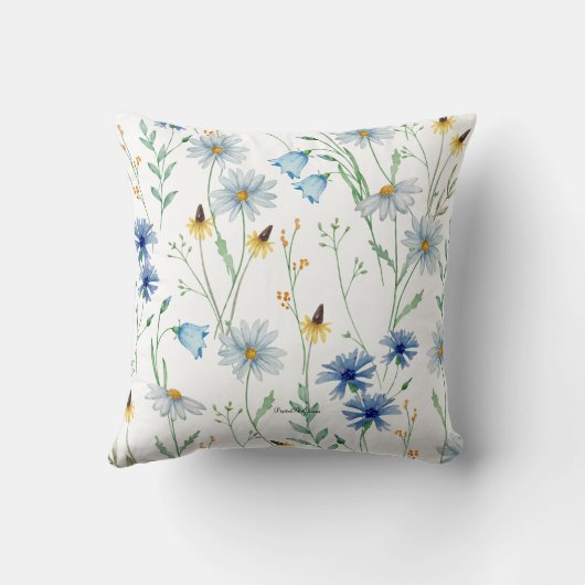 Watercolour Wildflower Throw Pillow Cover クッション (裏面)