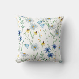Watercolour Wildflower Throw Pillow Cover  クッション