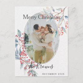 Watercolour Winter Berries Photo X-mas Postcard シーズンポストカード