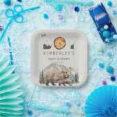 Watercolour Woodland  Oh Boy Bear Baby Shower ペーパープレート (パーティー)