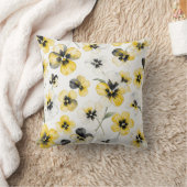 Watercolour Yellow Floral Cushion クッション (ブランケット)