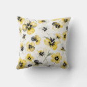 Watercolour Yellow Floral Cushion クッション (裏面)