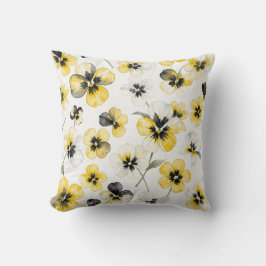 Watercolour Yellow Floral Cushion クッション