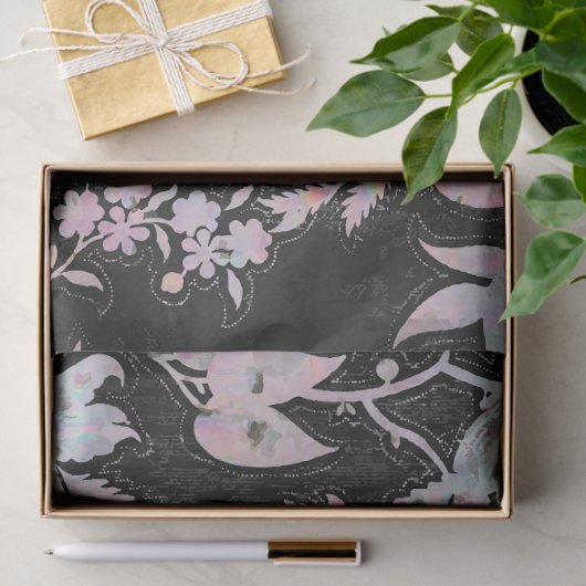 Watercolours pink blue black elegant pattern  薄葉紙 (ギフト)