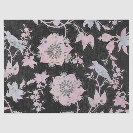 Watercolours pink blue black elegant pattern  薄葉紙 (正面)