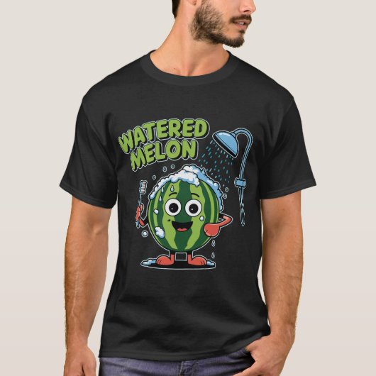 Watered Melon Funny Pun Summer Fruit Cartoon Humor Tシャツ (正面)