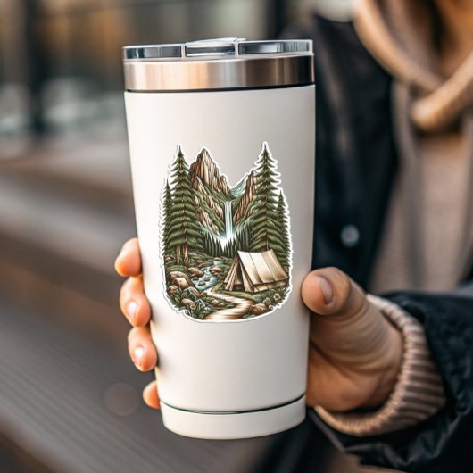 Waterfall Campsite Vinyl Sticker | Die-Cut-Sticker シール