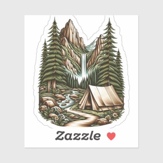 Waterfall Campsite Vinyl Sticker | Die-Cut-Sticker シール (シート)