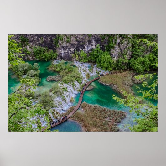 Waterfall cascade of Plitvice lakes park ポスター (正面)