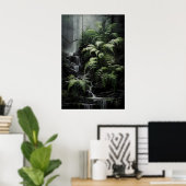 Waterfall Fern Forest Print, Dark Academia Gothic ポスター (ホームオフィス)