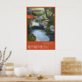 Waterfall Garden Poster Koi Pond, Stone Steps ポスター (キッチン)