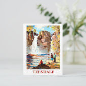 Waterfall in Teesdale, England，ヴィンテージ旅行 ポストカード (スタンド正面)