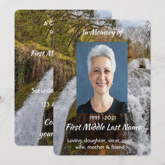 Waterfall Landscape  Celebration  Life Service 招待状 (正面/裏面)