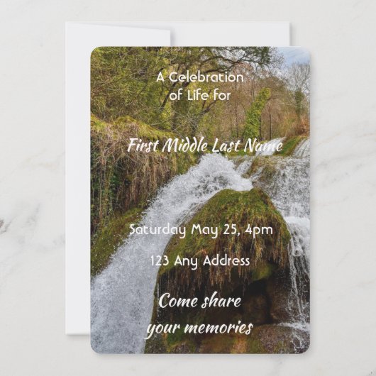 Waterfall Landscape  Celebration  Life Service 招待状 (裏面)