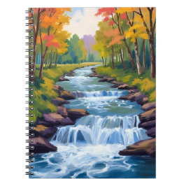Waterfall Nature Landscape Painting ノートブック