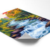 Waterfall Nature Landscape Painting ポスター (角)