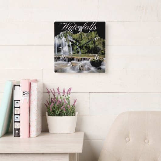 Waterfall Outdoor Adventures スクエア壁時計 (読書スペース)