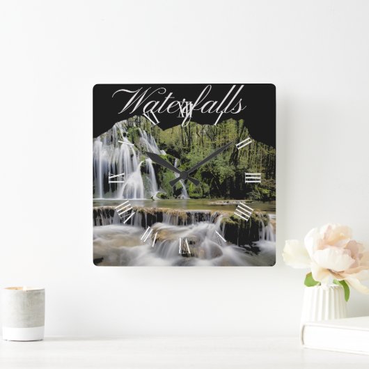 Waterfall Outdoor Adventures スクエア壁時計 (ホーム)