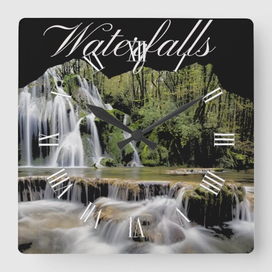 Waterfall Outdoor Adventures スクエア壁時計 (正面)