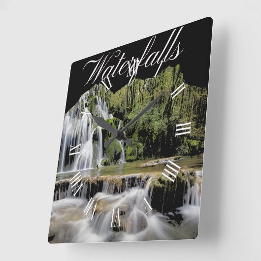Waterfall Outdoor Adventures スクエア壁時計 (傾斜)
