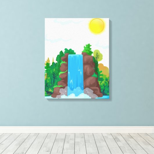Waterfall Wall Art キャンバスプリント (インサイチュ (ウッドフロア))