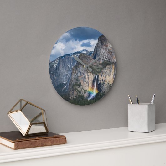 Waterfalls | Bridal Veil Falls Yosemite California ラージ壁時計 (オフィス)