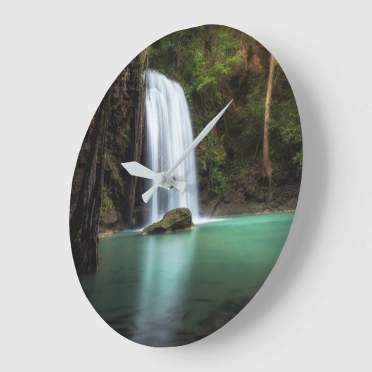 Waterfalls | Erawan Waterfall, Thailand ラージ壁時計 (傾斜)