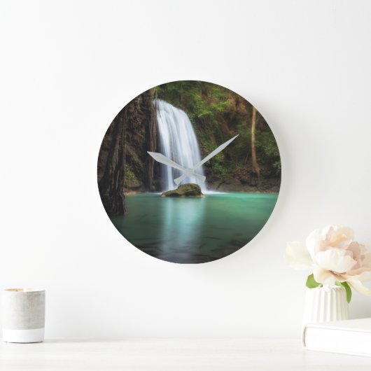 Waterfalls | Erawan Waterfall, Thailand ラージ壁時計 (ホーム)