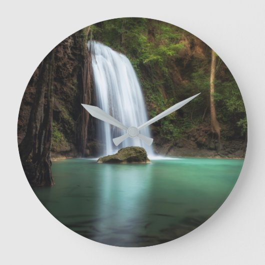 Waterfalls | Erawan Waterfall, Thailand ラージ壁時計 (正面)