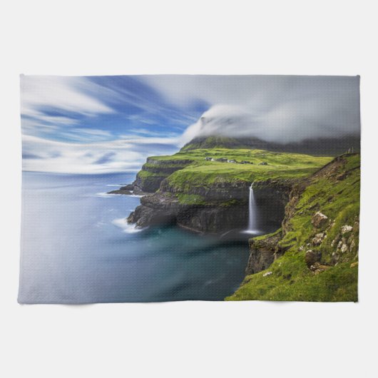 Waterfalls | Faroe Islands, Denmark キッチンタオル (横)