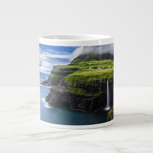 Waterfalls | Faroe Islands, Denmark ジャンボコーヒーマグカップ (正面)