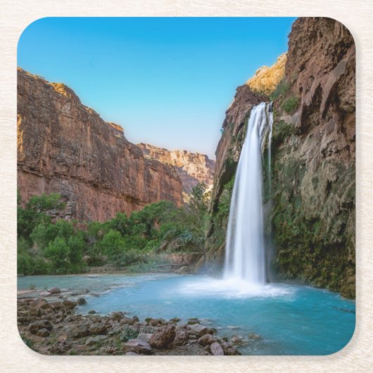 Waterfalls | Havasu Falls at Sunset スクエアペーパーコースター (正面)