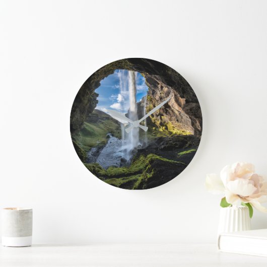 Waterfalls | Icelandic Waterfall ラージ壁時計 (ホーム)