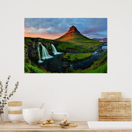 Waterfalls | Kirkjufell, Iceland ポスター (キッチン)