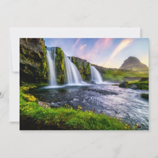 Waterfalls | Kirkjufellsfoss, Iceland サンキューカード (正面)